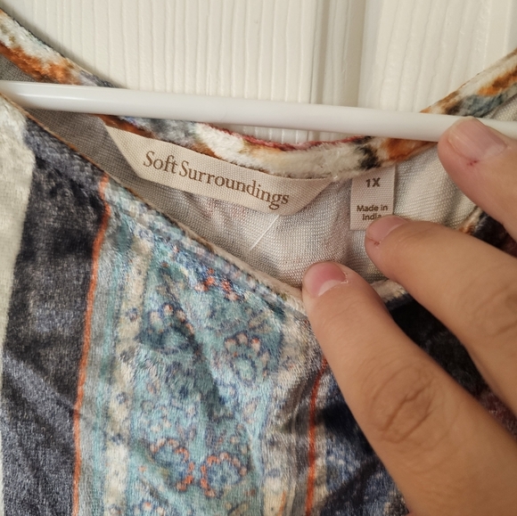 Soft Surroundings Ashbury Tunic Women Velvet Floral Boho Long Sleeve Size 1X - Picture 3 of 5